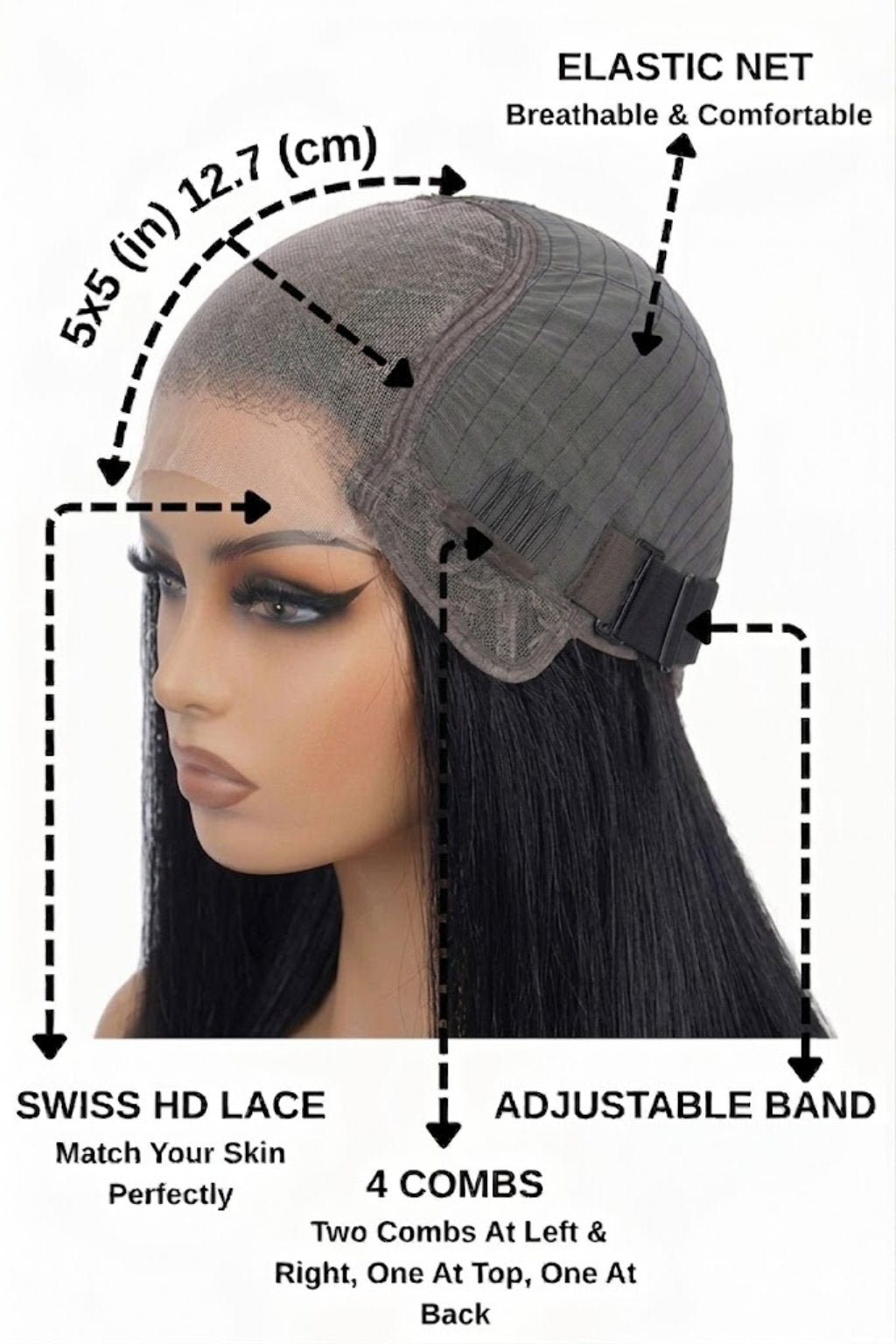 Brazilian straight 5x5 HD Lace Closure Wig